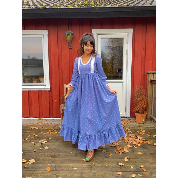 Laura Ashley vintage 1970s printers & dyers green floral prairie maxi dress 2 4 - Picture 12 of 12